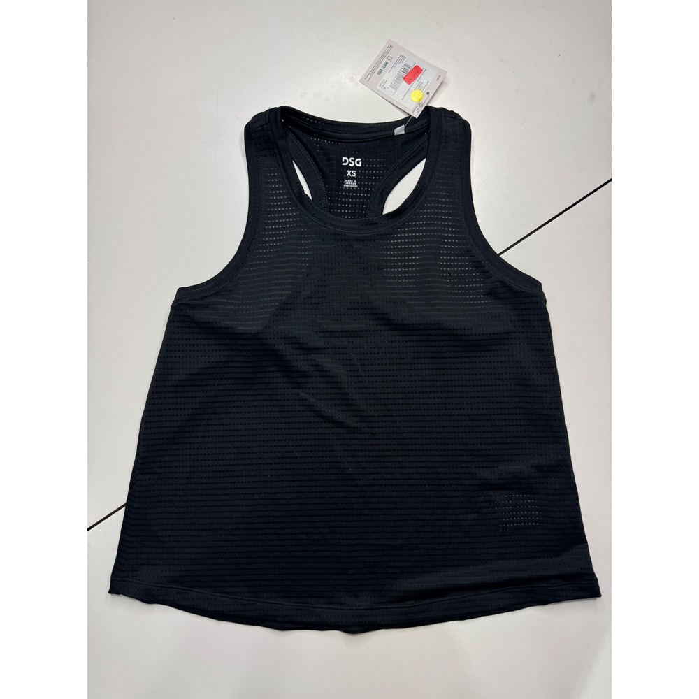 DSG Womens Activate Fashion Tank Top Pure Black Racerback Mesh XS NWT